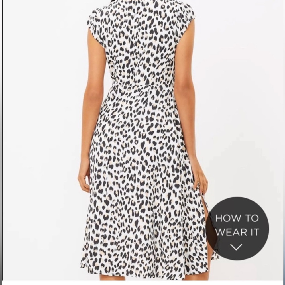 Loft Leopard Print Flutter Sleeve Midi Dress Like… - image 2